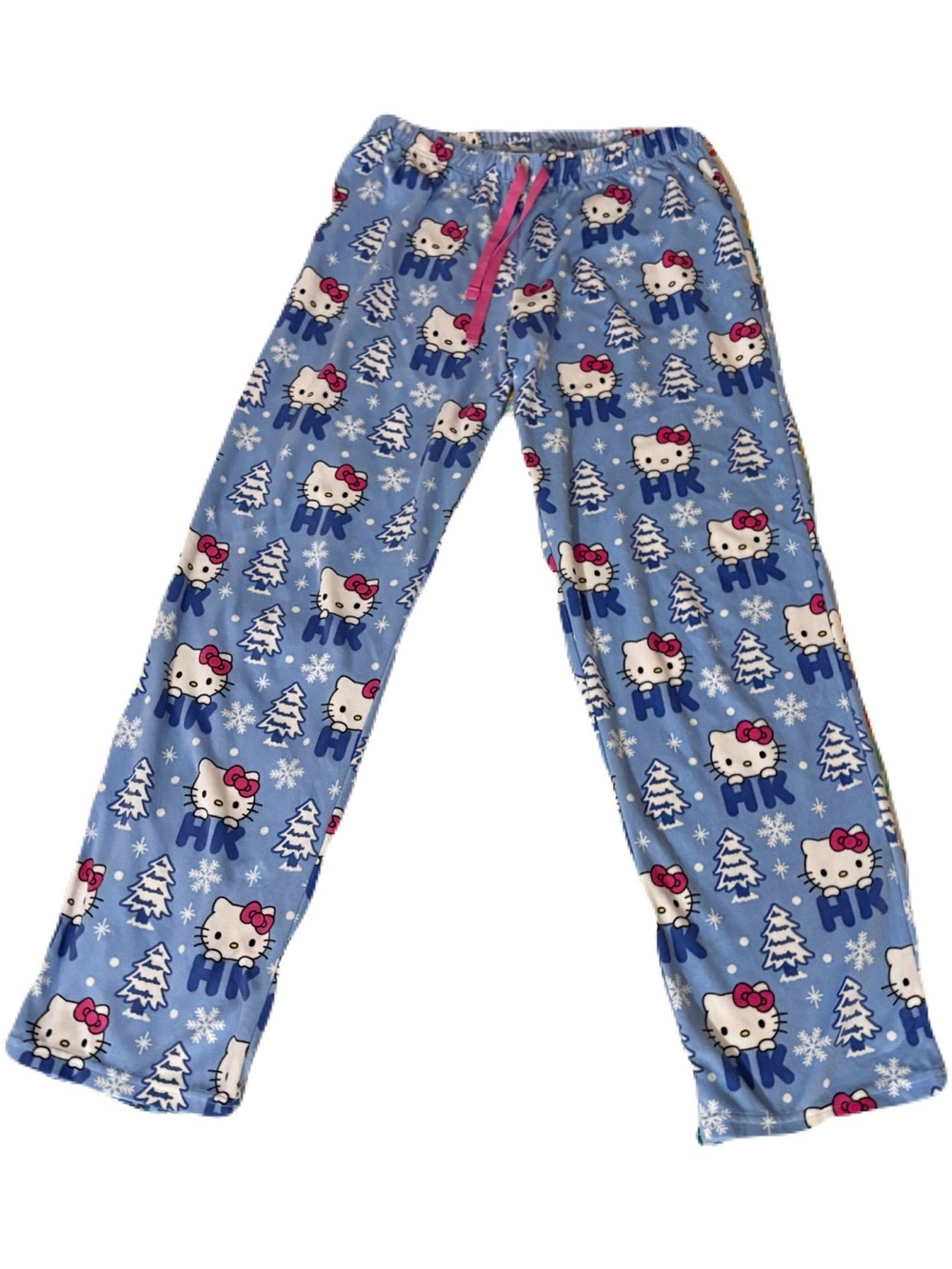 Hello Kitty Blue Christmas type pj bottoms size small 💙🩷💙🩷